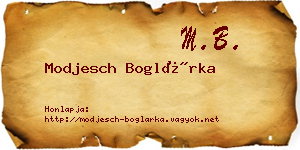 Modjesch Boglárka névjegykártya